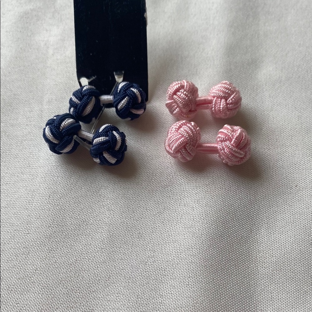 Navy and Pink Knot Cufflinks Set